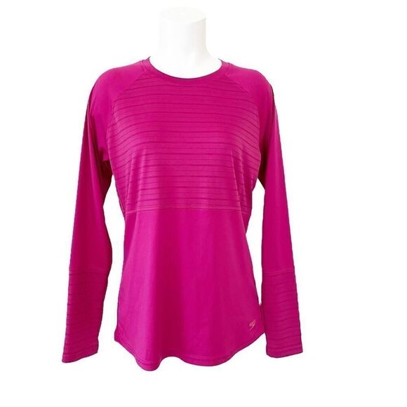 Speedo Women's Fuschia Performance Long Sleeve Crewneck Top size Large - Picture 3 of 10